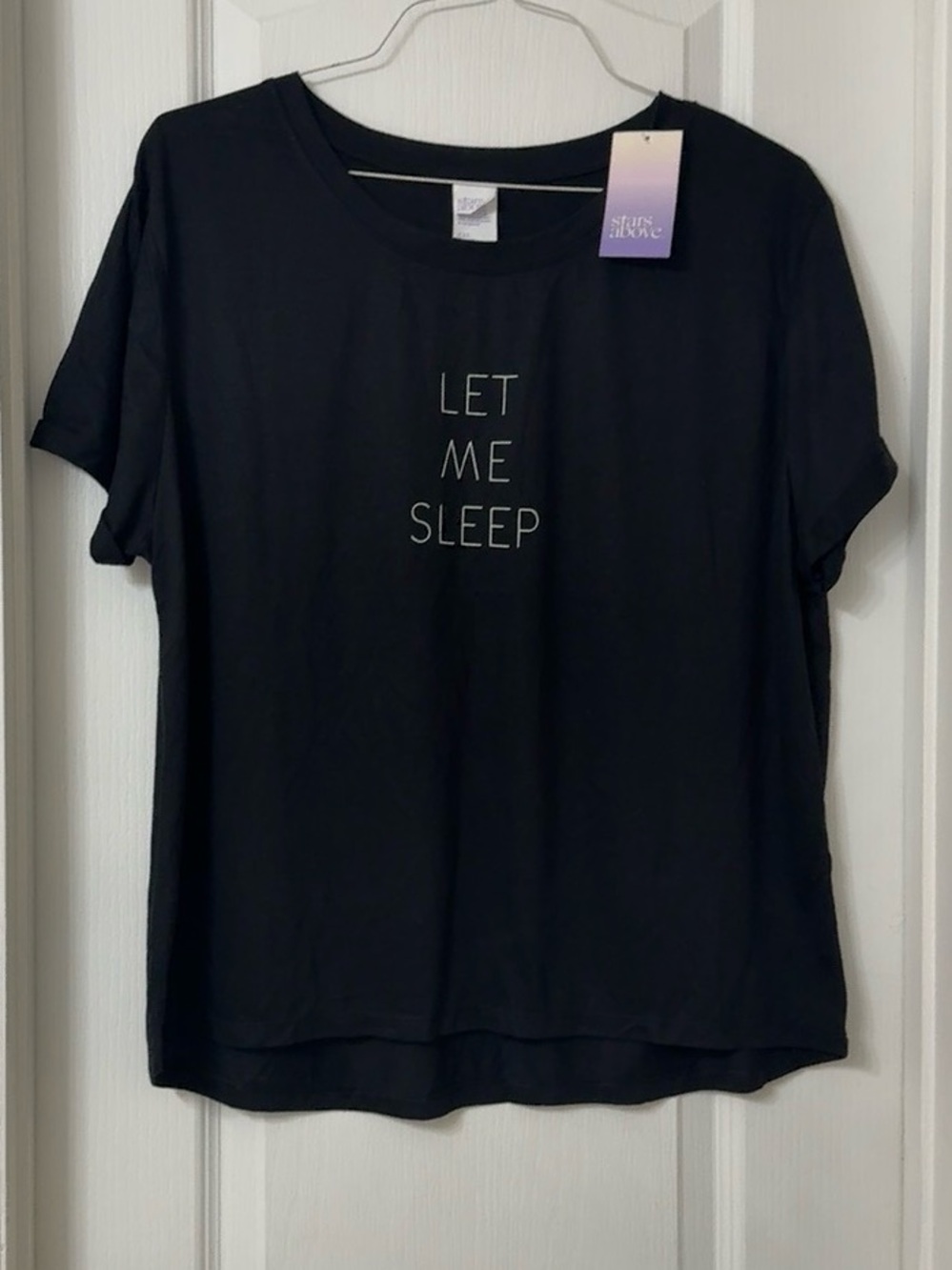 Stars Above "Let Me Sleep" black short sleeve cuff sleeves pijama tee XXL